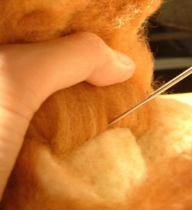 羊毛フェルトでリアル猫作成　植毛　方法3