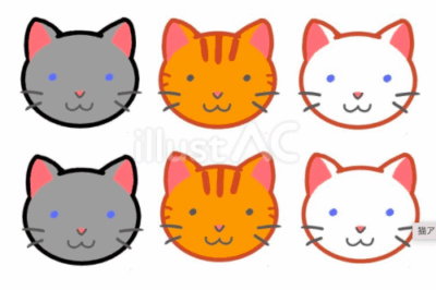 猫アイコン3種（黒・茶とら・白） 仲良しふもさん一家